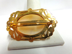 vintage cameo y gold plated hd carved sz 1.75 in tall wtg 11.3 grams bust