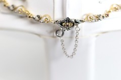 Vintage Tracht Floral 835 Silver Collier Garnet Pearl Gold-Plated, L: 40cm
