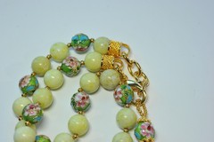 lime green Beaded Necklace semi-precious Gemstone pendant glass beads MA2