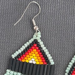 Tribal Earrings Seed Bead Handmade Multicolor Native American Boho Dangle 3” USA