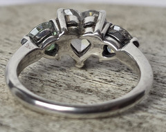 Sterling Silver 925 Triple Heart Shaped CZ Ring Size 6 Made in Thailand