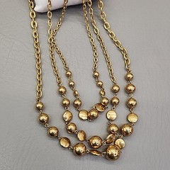 Vintage Liz Claiborne Necklace Three Layered Chain Gold Tone 33″