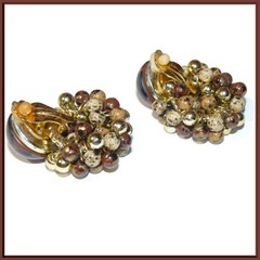 Unique Two Piece Vintage Lucite Clip on Earrings