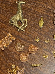 Lot Of 50 Mixed Parts Pcs France Vintage 60s Brass Stampings Findings Jewelry