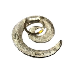 M Jeny Designer Brooch Vintage 1950s 1970s Enameled Silver Tone Swirl Jewelry