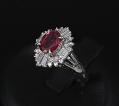 Fine 1.22ct GIA Certified Ruby & 0.54ct Diamond Platinum Ring, Size 4.75
