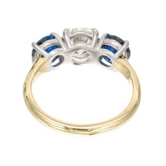 Peter Suchy GIA 3.31 Carat Diamond Sapphire Gold Platinum Engagement Ring