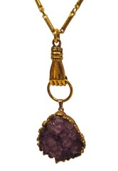 Designer John Wind Maximal Art Hand Door Knocker Amethyst Geode Long Necklace