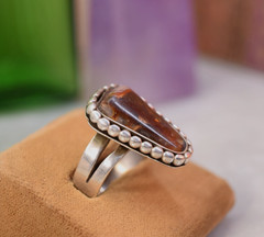 Vintage Men’s Sterling Mexican Fire Agate Ring sz 11.25