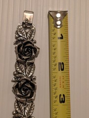 Vintage Peruzzi Bracelet & Clip-On Earrings Set Signed 800 Silver Rose Motif