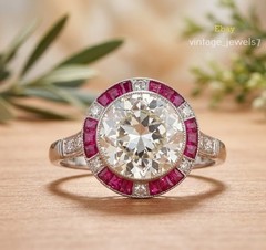 Round Cut 3.50CT Lab Created Diamond Vintage Halo Engagement Ring 14K Gold Over