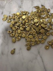 144 Vintage Diamond Cut Oval Brass Charm Settings