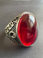 925 Sterling Silver Ring Ruby Ring Vintage Handcrafted Ring Size 9.75 US