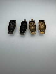 Large Lot Owl Silver And Gold Toned Jewelry Finding Stamping