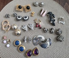 Lot of 19 Pair of Beautiful Vintage & Silver-toned CLIP-ON Earrings