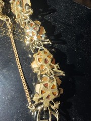 vintage Coro peach-orange molded plastic rose link bracelet