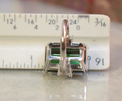 Rare Platinum 17.48 tcw Emerald Cut Green Tourmaline Diamond 3 Stone Ring sz 6