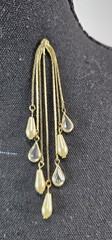 Vintage Gold Tone Dangle Statement Earrings Faux Pearl Glass Teardrop