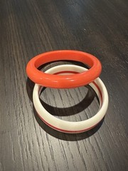 Seamless Bracelets Burnt Orange Cream And Burnt Orange Stripe Vintage