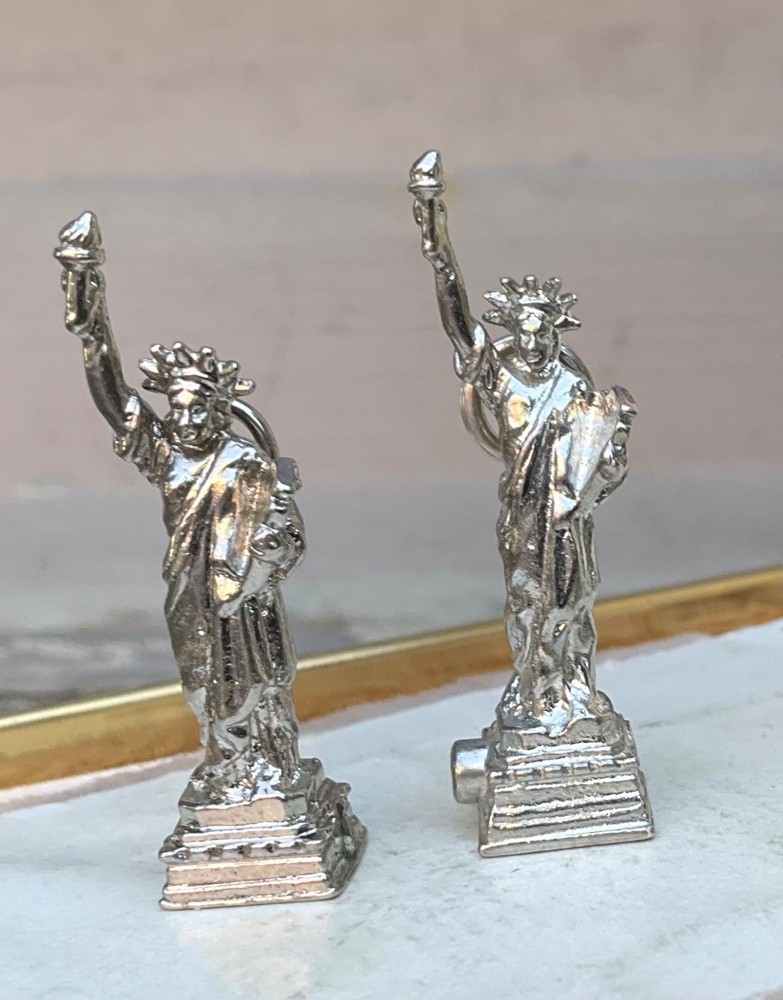Vintage STANHOPE LENS Statue Liberty NY STERLING CHARMS Wells USA Views Legible