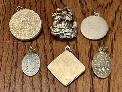 Vintage to Modern Lot of 6 Gold Tone Christianity Angel Mary Pendants Charms