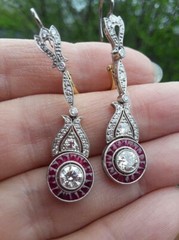 Drop Dangle Halo Art Deco Earrings 2.6 Ct Simulated Diamond 14K White Gold Over