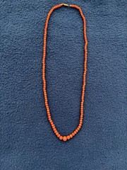 Antique Red Natural Coral Graduated Bead Necklace with 10k Barrel Clasp, 21”