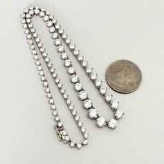 Ross Simons 925 Sterling Silver Clear CZ Sparkly Graduated Tennis Necklace 17″