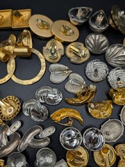 50 Pairs of Mostly Vintage Silver Tone and Gold Tone Earrings For Wear Or Crafts