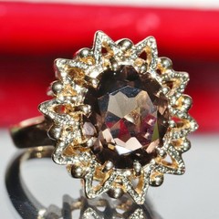14k yellow gold ring 4.00ct smoky quartz solitaire size 6.5 handmade 7.3gr N2872