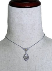 Antique Edwardian Filigree Lavalier Necklace Camphor Glass Style Art Deco