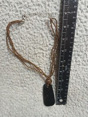 Vintage necklace precious metal foil art glass pendant 20 Inches Around