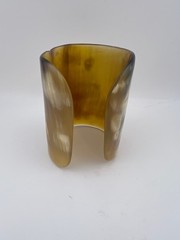 Vintage 1970s Horn CUFF Bracelet Wide Artisan Carved Made in Africa BOHO Hippie