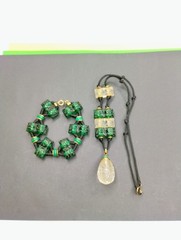 Antique 1920’s France Oreum Metal And Glass Necklace & Bracelet Set
