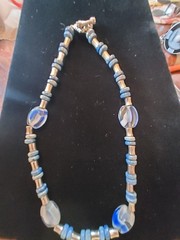 Beautiful Vintage Glass Blue & White Necklace