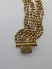 Vintage Art Deco Brass Multistrand BB Ball Bead Chain Bracelet 7″ 1930s Ornate