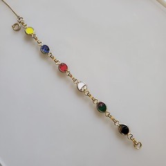 VTG Multicolor Glass Cabochon Bracelet 1950’s 1960’s 1970’s