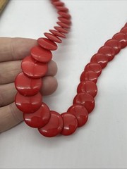 Retro Necklace Plastic Red Disc Bead Necklace Vintage Rockabilly 39cm