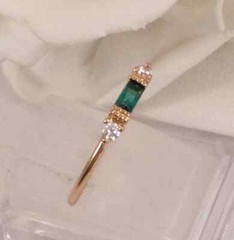 Vintage Jewellery Gold Ring Emerald White Sapphires Antique Deco Dress Jewelry