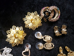 RHINESTONE Mixed Vintage Multi-Color Pierced Earrings LOT/10