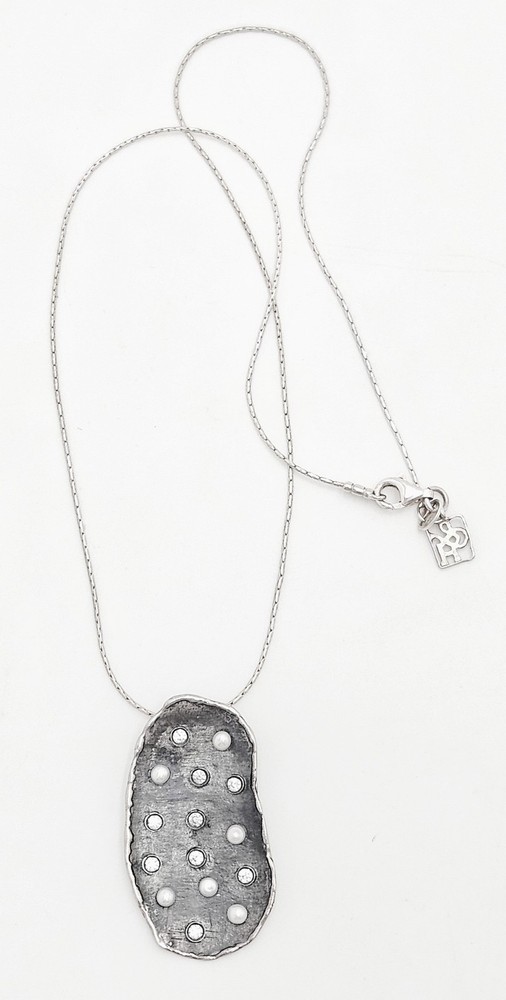 Retired Silpada G&H Sterling Silver Pearls Swarovski Crystals Modernist Necklace