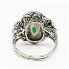 NYJEWEL GIA Certified 14k White Gold 6ct Jadeite A Jade Diamond Ring