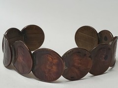 VINTAGE COPPER PENNY BRACELET 1960 & 1969 ANTIQUE COLLECTIBLE ESTATE JEWELRY