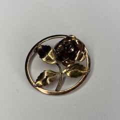 Vintage DIANA Krementz Gold And Rose Tone Brooch Flower Signed