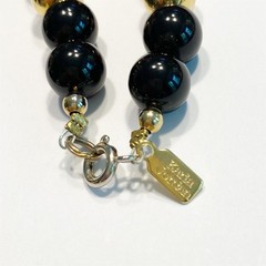 Karla Jordan Vintage Beaded Necklace Black & Gold Classic Career 1980s Boss Lady