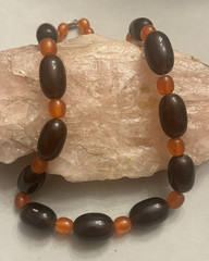 Vintage-Root Beer/Cherry Cola/Amber Orange-Carved Horn-Oval Bead-28 in Necklace