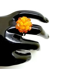 Unique honey Whole Stone natural Amber Ring 2.08g