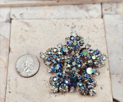 Vintage Verified Juliana BROOCH D & E Snowflake AB Rhinestone BOOK PIECE #1174