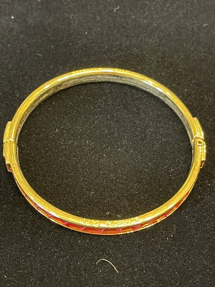 LAPO FLORENCE ITALY Snake Skin Red bracelet gold filled hinge bangle Very Good