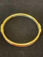 LAPO FLORENCE ITALY Snake Skin Red bracelet gold filled hinge bangle Very Good